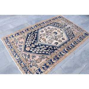 Alfombra Turca Vintage, Alfombra de 4.2x6.46 pies, Alfombra con Borde Azul - Product Image 3