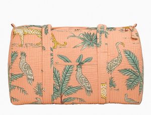 กระเป๋าดัฟเฟิลกีฬาหรูหราทำจากผ้าฝ้ายอินเดียทำมือสำหรับผู้หญิงกระเป๋าเดินทางความจุสูงเป็นมิตรกับสิ่งแวดล้อม - Product Image 5