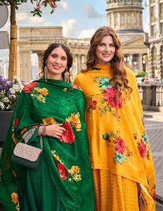 Excelente calidad Premium Collection Best Vichitra Silk Kurti Pant & Dupatta con Schfli Bored Work Exportador y proveedor indio - Product Image 2