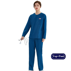 ชุดยูนิฟอร์มทางการแพทย์สำหรับพยาบาลชุดผ้าฝ้ายทอลายทแยงและมีซิปกางเกง2ชิ้นสำหรับทั้งหญิงและชาย - Product Image 6