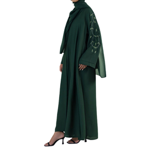 2024 Offre Spéciale femmes élégant dubaï Abaya respirant fleuri brodé manches longues grande taille modeste islamique vêtements pour femmes - Product Image 3