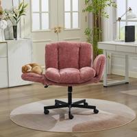 Chaise de bureau pivotante en chenille, chaise de travail à hauteur réglable avec accoudoirs convertibles pour bureau à domicile ou coiffeuse