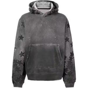 Sudaderas con capucha de lavado ácido mezclado de algodón de alta calidad, nuevo diseño elegante con parches de estrellas bordados con patrón 3D para invierno - Product Image 5