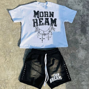 New Arrivals Top Deals Breathable High Quality Printed Custom <b>Men's</b> Summer Casual Sweat <b>Shorts</b> <b>and</b> <b>T</b>-<b>Shirts</b> <b>Set</b> - Product Image 3