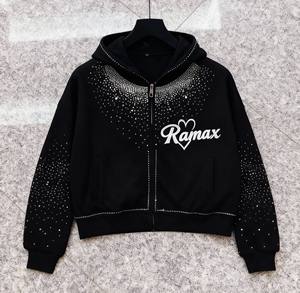 Sudadera con Capucha Personalizada con Cristales de Imitación, Unisex, para Hombre y Mujer, Ropa de Calle de Invierno, Lujo, 100% Algodón - Product Image 4