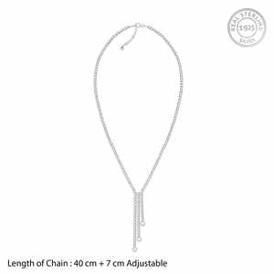 Silver Zirconia <b>Lariat</b> Fashion <b>Necklace</b> - Product Image 4
