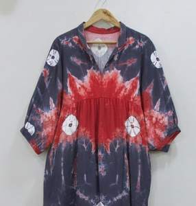 Robe midi bohème d'été pour femmes et filles, col en V, fermeture à cordon, écologique, 100% coton, tissée à motifs floraux, respirante - Product Image 6