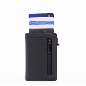 กระเป๋าสตางค์หนัง PU ขนาดเล็กมีซิปด้านหน้าแบบบางมีกระเป๋าใส่บัตรสำหรับบุรุษและสตรี - Product Image 1