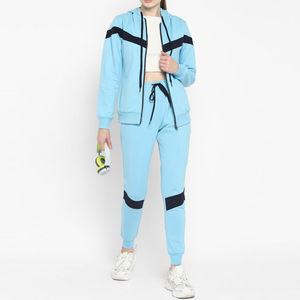 Conjunto de chándal ajustado para mujer con logotipo personalizado, conjunto de chándal sólido de 2 piezas con Sudadera con capucha y conjunto personalizado para correr al por mayor - Product Image 4