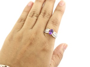 <b>Amethyst</b> Oval Gemstone 925 Sterling Silver February Birthstone Wedding <b>Ring</b> For Women - Product Image 5