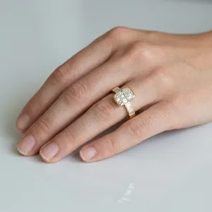 Women's 18K White Gold 2.00 CT <b>Cushion</b> Cut Side Stone Half Bezel Setting Diamond Lab Grown IGI Certified Classic Engagement <b>Ring</b> - Product Image 3