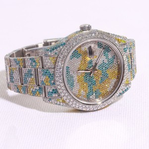 Nuevo Reloj Mecánico de Diseño de Lujo Unisex, Estilo Hip Hop Exclusivo con Caja de Acero Inoxidable y Esfera con Diamantes Moissanite - Product Image 2