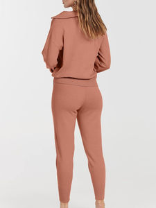 2025 recién llegados, chándales para mujer, chándal transpirable, conjunto de dos piezas para hombre, chándal ligero con capucha y media cremallera, 100% algodón - Product Image 5