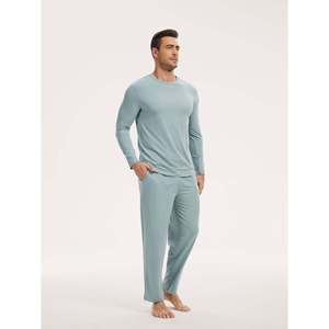 Custom Premium <b>Men's</b> Long <b>Pajama</b> <b>Set</b> Comfortable Casual Home Wear Bamboo Cotton Silk Size XL <b>for</b> Spring Season Customizable Logo - Product Image 3