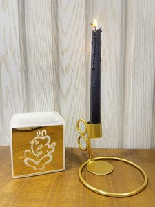 Luxurious <b>Brass</b> Ring Candle <b>Holder</b> with Round Base Polished Metal Stand for Home and Church Decor - Product Image 6