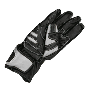 Gants de moto unisexes en cuir véritable pour l'hiver, blindés blancs/noirs pour la course automobile - Product Image 3