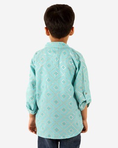 <b>Boys</b> Cotton Fusion Ethnic Wear Set with Weaving Long Style for Formal Gatherings Ceremonies Parties for <b>Children</b> - Product Image 6