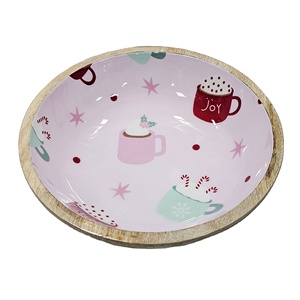 ชามเสิร์ฟพร้อมพิมพ์ลายเคลือบสำหรับเครื่องครัวและอาหารเย็นสำหรับงานเลี้ยงคริสต์มาส - Product Image 1