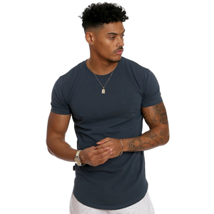 Camisetas alargadas al por mayor para hombres con dobladillo de cola caída OEM/ODM de fábrica camisetas alargadas personalizadas OEM para Hombres estilo Hip Hop Streetwear - Product Image 4