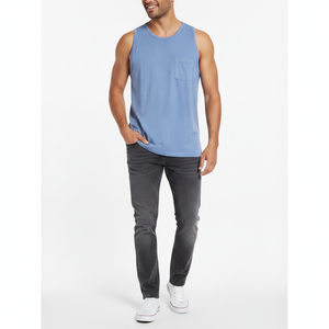 Premium <b>Men's</b> Cotton Pocket Tank Top Sleeveless Summer Casual <b>Vest</b> Periwinkle Blue Soft Jersey Beach Wear Gym Undershirt - Product Image 4