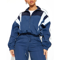 Ensemble de survêtement imperméable et coupe-vent pour femme, deux pièces, fermeture éclair, streetwear, nylon