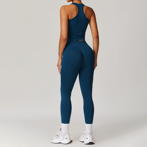 Traje deportivo sin costuras Racerback para mujer con cordón en la cintura, levantamiento de glúteos, hermosa espalda, ropa deportiva para Yoga, incluidos pantalones cortos - Product Image 2
