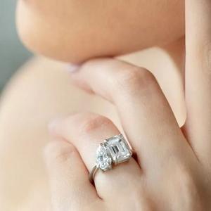 IGI Emerald Lab Grown Diamond Ring14K Gold Lab Créé Bague en diamant pour mariage et bague de fiançailles ou bande - Product Image 2