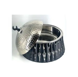 Fabricante de Hotpot de acero inoxidable, suministros de Hotel de forma redonda, calentador de alimentos, cazuelas de Metal de lujo con acabado personalizado - Product Image 3