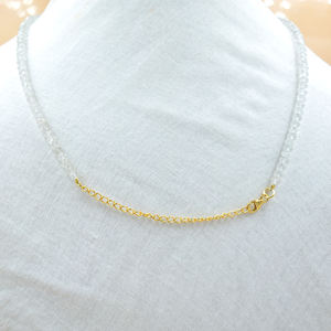 Venta al por mayor collar de plata esterlina 925 con cristal natural chapado en oro preciosa piedra preciosa blanca cuentas de moda cadena joyería - Product Image 3