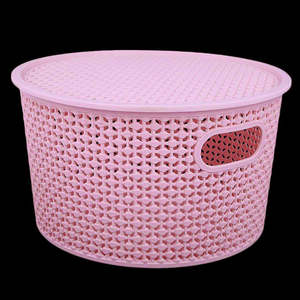 <b>Plastic</b> <b>Basket</b> With Cover - Pink - Product Image 1
