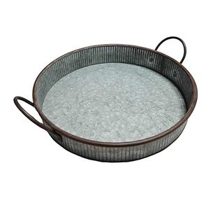 Plateau de service en fer galvanisé à l'aspect naturel avec poignée Plateau de service de style ferme industriel Plateau de décoration rustique pour la maison - Product Image 4