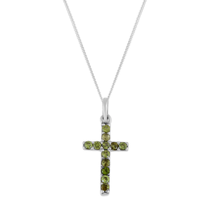 Superventas, colgante de cruz de plata de ley 925, piedra preciosa de Peridoto, chapado en rodio collar de cadena de 18 pulgadas, joyería fina de alta calidad - Product Image 6