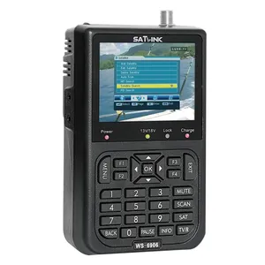 SATLINK WS6906黑色3.5英寸液晶彩色屏幕便携式数字卫星信号探测器计
