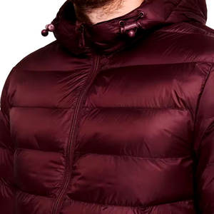 Custom Made Men's Canvas <b>Thin</b> Puffer <b>Jacket</b> Stand <b>Waterproof</b> Zipper Closure 100% Polyester Outdoor Use Shiny Finish Hooded - Product Image 3