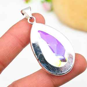 Pendentif en topaze mystique, argent sterling 925, pendentif en pierre précieuse fait à la main, collier, bijoux, cadeau pour elle, bijoux en topaze mystique - Product Image 6