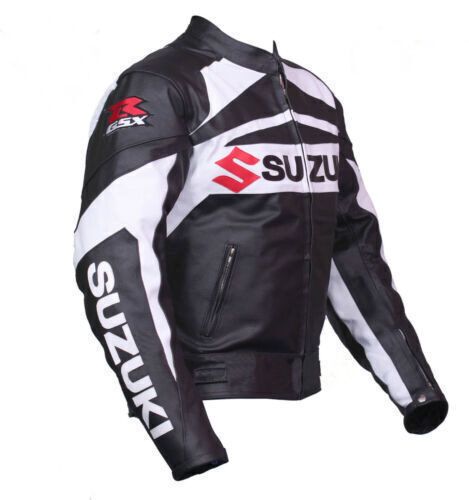 Suzuki Racing Leather Jackets Customized logo Men's Motorcycle Racing street Biker boys Leather Jacket with protectors