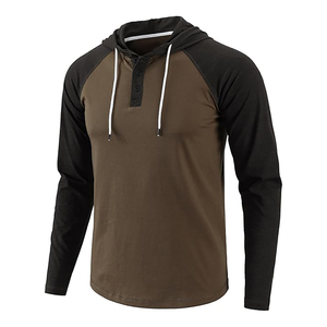 Người đàn ông S hai giai điệu dài tay áo hoodie t Áo sơ mi Trọng lượng nhẹ & phong cách Henley thiết kế - Product Image 2