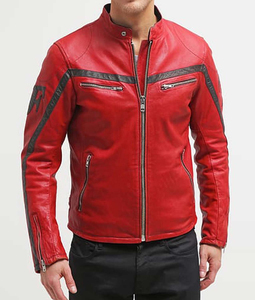 Vestes de moto en cuir rouge pour hommes haute qualité 100% veste de motard en cuir de mouton pur parfait pour toutes les saisons veste en cuir - Product Image 1