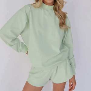 Sweat-shirts molletonnés à col montant pour femme, personnalisables avec logo, faible MOQ, haute qualité, hiver, décontractés, couleur unie, logo frontal, manches longues - Product Image 3