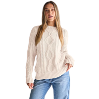 Pull-over d'hiver épais et respirant pour femme, col montant, en jacquard tricoté, style tendance, fabriqué en nylon/acrylique BD
