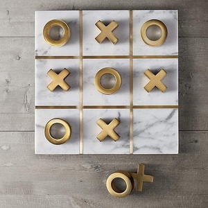 Phòng Khách Trang Trí Bằng Đá Cẩm Thạch Tic Tac Toe Trong Nhà Trò Chơi Hoàn Hảo Cho Trẻ Em Và Người Lớn Trò Chơi Hội Đồng Quản Trị Brass Vàng Biểu Tượng Thiết Lập - Product Image 4
