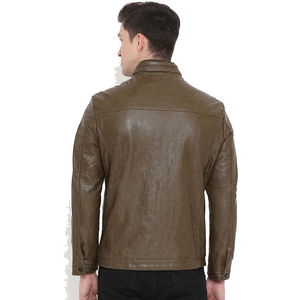 Veste d'hiver en toile de cuir véritable de couleur unie à col montant pour hommes avec logo personnalisé et étiquette imprimée de toutes les tailles - Product Image 2