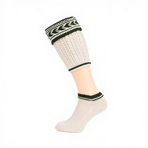 Chaussettes d'hiver traditionnelles bavaroises allemandes Lederhosen pour hommes, 100% laine, antibactériennes, respirantes, motif à carreaux, tricotées sans couture - Product Image 1