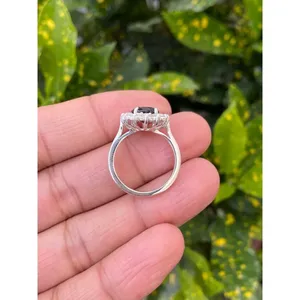 925 Silver Oval Smoky Quartz Ring with Vermeil Rhodium Plating Platinum Material for Everyday Wear - Product Image 3