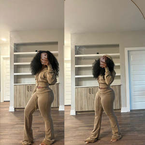 Conjunto de chándal para mujer con lavado ácido, ropa de calle para mujer, sudadera con capucha y pantalones de chándal con bordado desgastado Vintage, conjunto de chándal para mujer - Product Image 1