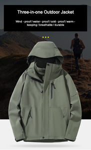 Chaqueta de senderismo de concha suave para exteriores con capucha a prueba de viento Diseño impermeable y cierre de cremallera - Product Image 5