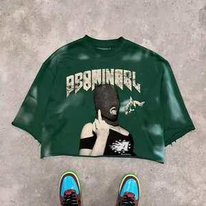 เสื้อยืดวินเทจทรงบ็อกซี่ ตัดสั้น ไหล่ตก คอกลม ลายกราฟิกแบบดิสเทรส ทรงโอเวอร์ไซส์ ผ้าหนา 300 กรัม รุ่น 2026 - Product Image 6