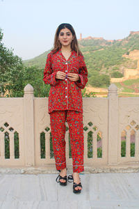 Conjunto de pijama informal bohemio con estampado Floral Summer Breeze 100% tejido de seda polivinílica transpirable cómodo para uso diario y nocturno para mujer - Product Image 5