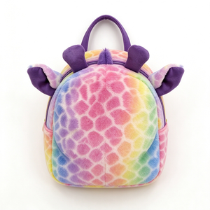 Unique plush giraffe plush <b>backpack</b>, rainbow plush <b>backpack</b>, big eye giraffe, beanie style, <b>kids</b> animal <b>backpack</b> - Product Image 6