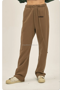 2025 nouvelle rue Plus décontracté jambe droite pantalon large léger polaire lâche cordon taille moyenne plat OEM Service disponible - Product Image 5